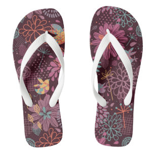 Chanclas Estampado de flores abstracto con los pájaros