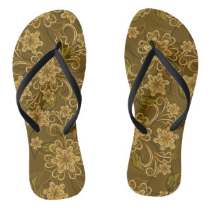 Chanclas Estampado de flores de oro del vintage