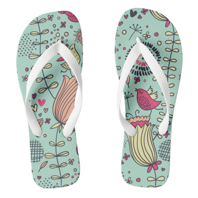 Chanclas Estampado de flores del dibujo animado con los (Plantilla)