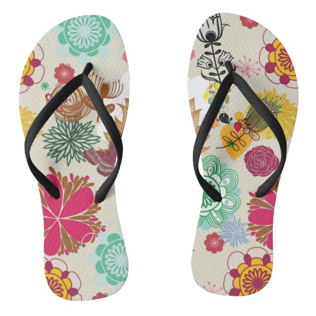 Chanclas Estampado de flores en estilo retro (Plantilla)