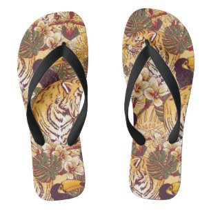 Chanclas Estampado de flores tropical con el tigre