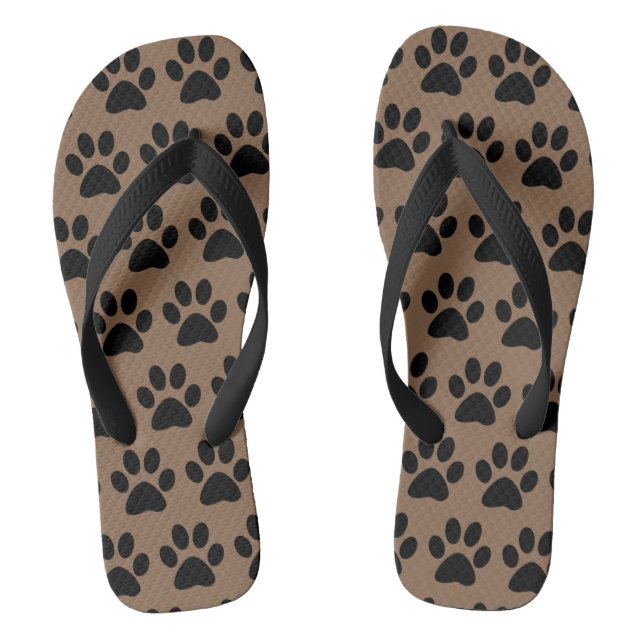 Chanclas Estampado de Huellas de Perro Adorable Negro Marró (Plantilla)