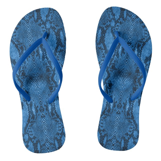 Chanclas Estampado de piel de serpiente azul (Plantilla)