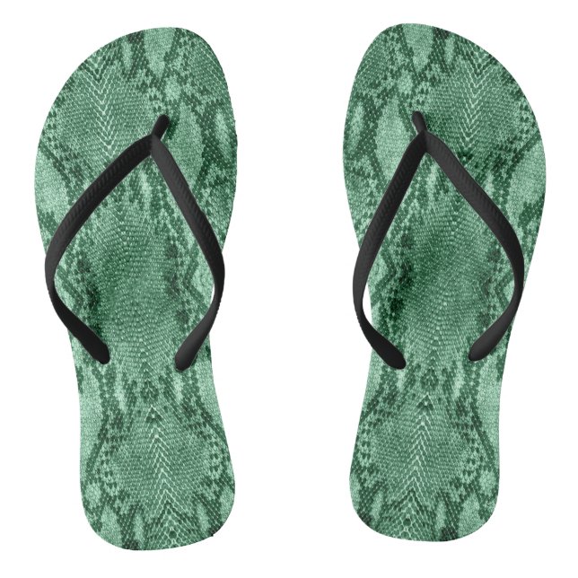 Chanclas Estampado de piel de serpiente verde claro (Plantilla)