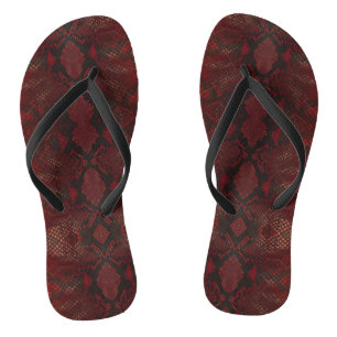 Chanclas Estampado de pitón rojo y negro