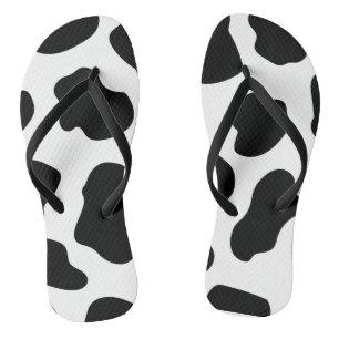 Chanclas Estampado de vaca negro blanco