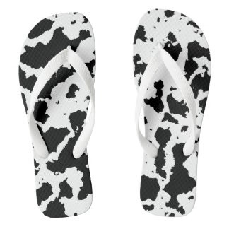 Chanclas Estampado de vaca realista negro y blanco