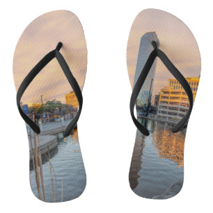 Chanclas Estanque de Pioneer Plaza por la mañana