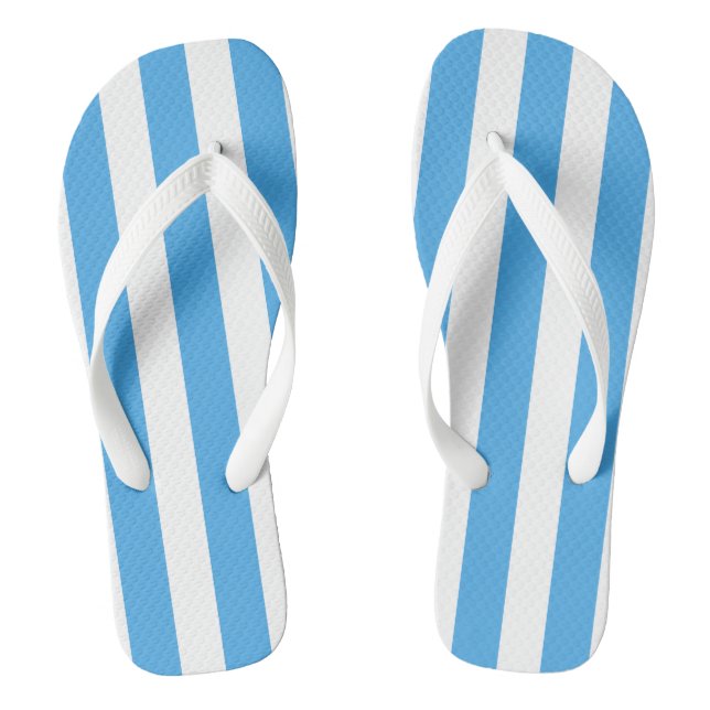 Chanclas Estilo Feliz verano banda ancha azul y blanca (Plantilla)