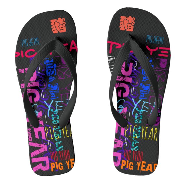 Chanclas Estilo graffiti Año del cerdo repetido 2019 Hombre (Plantilla)