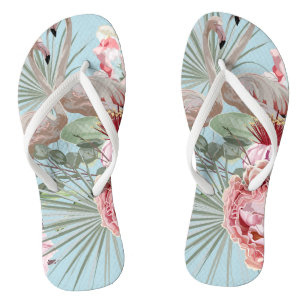 Chanclas Estilo moderno Flamingo patrón azul bonito girator