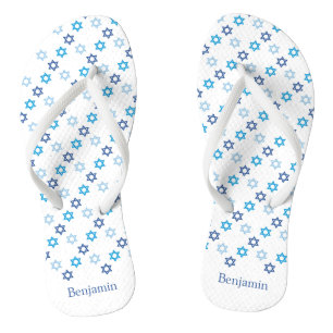 Chanclas Estrella de David Azul y Blanco
