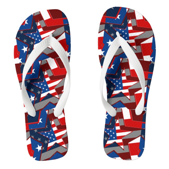Chanclas Estrella de la Bandera Americana Adulto Flip Flops (Plantilla)