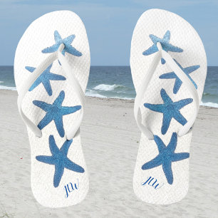 Chanclas Estrella de Mar Azul Personaliza con Iniciales
