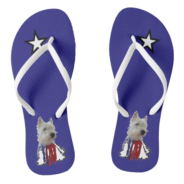 Chanclas Estrella solitaria - Westie de bandera estadounide (Plantilla)
