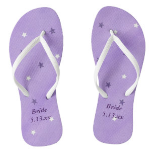 Chanclas Estrellas blancas moradas Lavender Boda de novia F