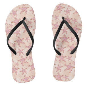Chanclas Estrellas de mar y coral patrón pastel rosa