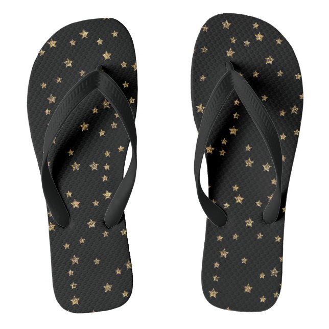 Chanclas Estrellas doradas de Confetti purpurina luce negro (Plantilla)