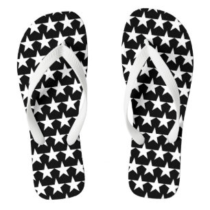 Chanclas Estrellas modernas en blanco y negro patrón divert