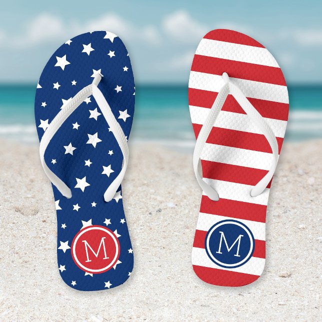 Chanclas Estrellas y rayas 4 de julio Monograma (Subido por el creador)