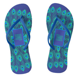 CHANCLAS FABRICANTE VERDE AZULADO DE PEACOCK AZUL Y MONOGRA