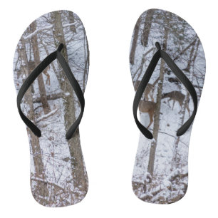 Chanclas Familia de ciervos en la nieve