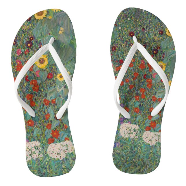 Chanclas Farm Garden Sunflowers, de Gustav Klimt Painting (Plantilla)