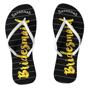 Chanclas Faux Gold personalizado de la dama de honor o cual