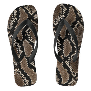 Chanclas Faux Reticulated Python Snake Skin Flip Flops