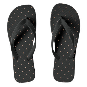 Chanclas Faux Rosa Gold Polka Dots on Black