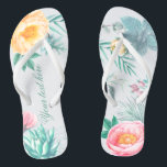 Chanclas Favor de la Boda Tropical De Verano De La Moneda F<br><div class="desc">Ingredientes de bodas de verano exóticos,  de color crema,  rosa y amarillo,  con peonías,  eucalipto,  rosehips,  suculentos,  lisianthus,  hojas de mentol y suculentos.</div>