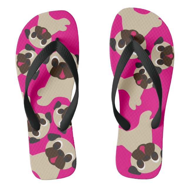 Chanclas Fawn Pug Grupl Pink Flip Flop (Plantilla)