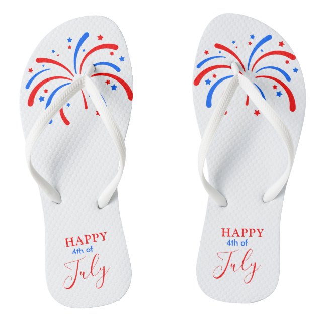Chanclas Feliz 4 de julio de fuegos artificiales patriótico (Plantilla)