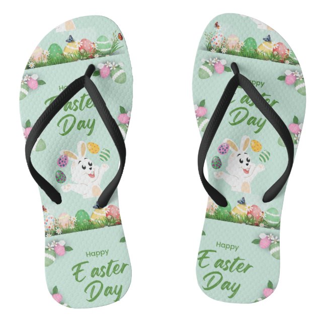 Chanclas Feliz Día de Pascua - Divertido Conejo y Pascua de (Plantilla)
