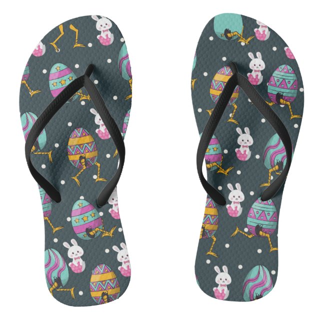 Chanclas Feliz día de Pascua - Patrón de deseos de conejo d (Plantilla)