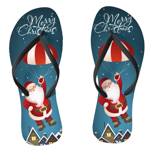 Chanclas Feliz navidad lindo paracaidismo moderno Santa (Plantilla)