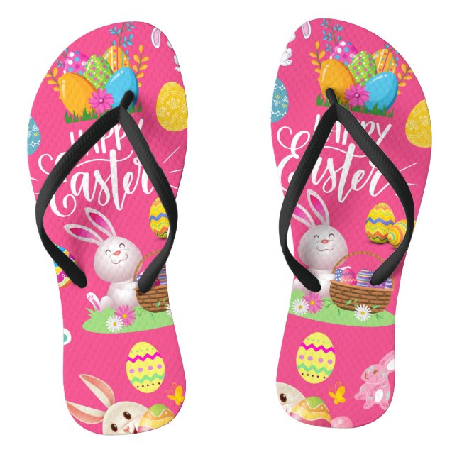 Chanclas Feliz Pascua, Deseos Divertidos de Conejo y Huevos (Plantilla)
