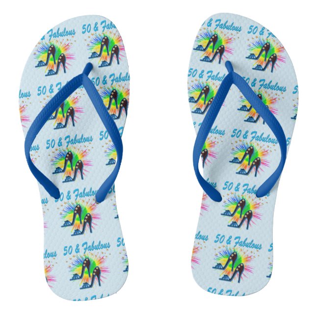 CHANCLAS FESTIVE BLUE 50TH BIRTHDAY FLIP FLOPS (Plantilla)