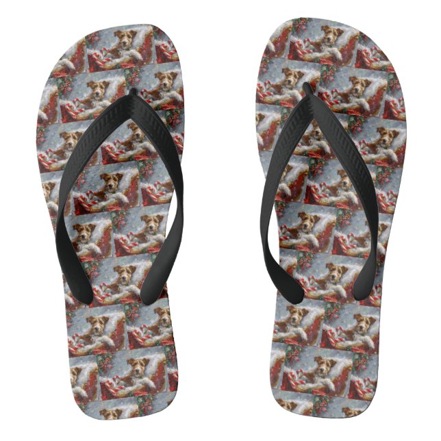Chanclas Festividad de los Navidades de Perro de Fox Terrie (Plantilla)