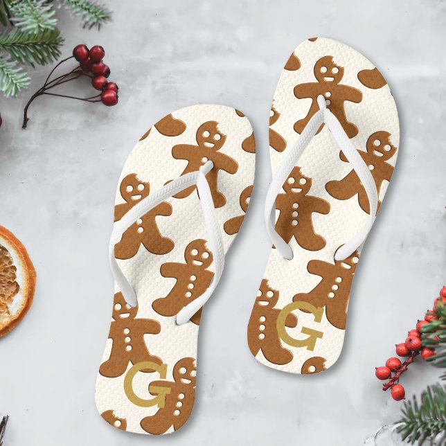 Chanclas Festividad del patrón de galleta de hombre de jeng (Gingerbread cookies? Yes please! Just add your initial)