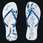 Chanclas Fiesta floral azul de boda bridesmaid flor flor fl<br><div class="desc">Bridesmaid floral azul para el equipo de novias,  grandes regalos personalizados de fiesta nupcial.</div>