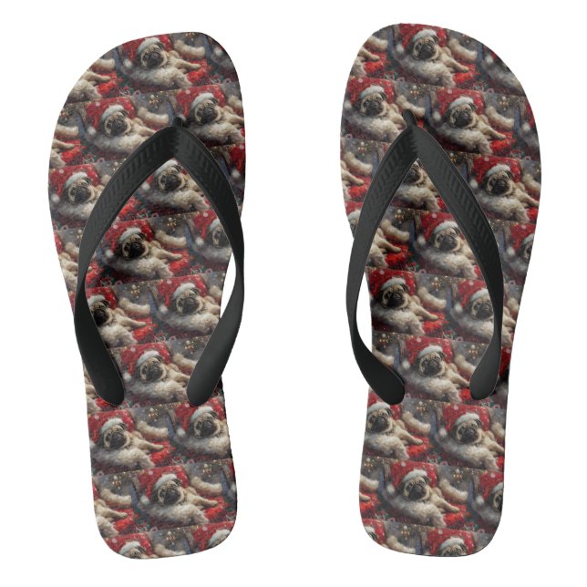 Chanclas Fiesta Navideña de Perros Pug (Plantilla)