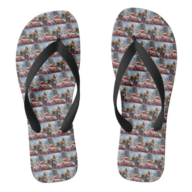 Chanclas Fiesta Navideña del Perro Akita (Plantilla)
