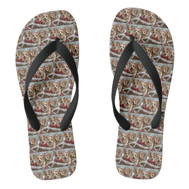 Chanclas Fiesta Navideña del Perro Corgi (Plantilla)