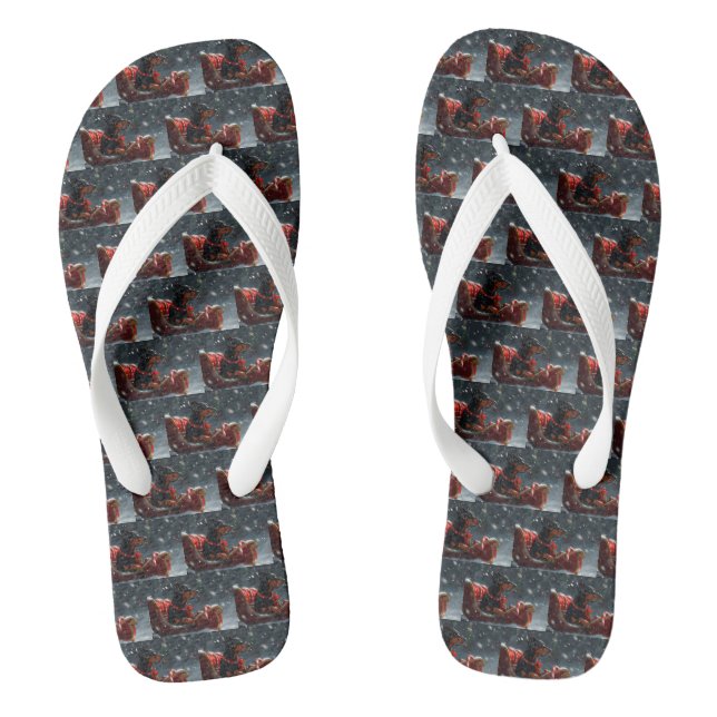 Chanclas Fiesta Navideña del Perro Doberman (Plantilla)