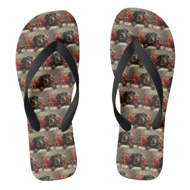 Chanclas Fiesta Navideña del Perro Rottweiler (Plantilla)