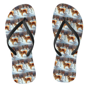 Chanclas Finnish Spitz Deja que nieve Navidad