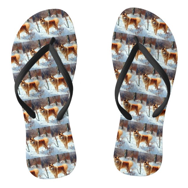 Chanclas Finnish Spitz Deja que nieve Navidad  (Plantilla)