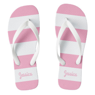 Chanclas Flamingo de banda rosa y blanca personalizada