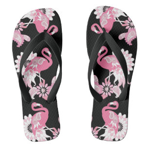 Chanclas Flamingo rosa paisley negro moderno